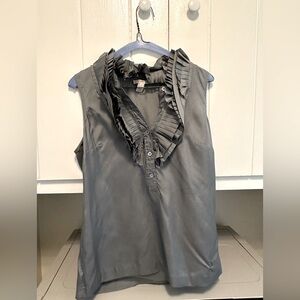 J. Crew Gray Blouse with Elegant Ruffles